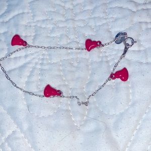 5/$20 Ankle Bracelet Silver Tone & Pink/Red Hearts ❤️